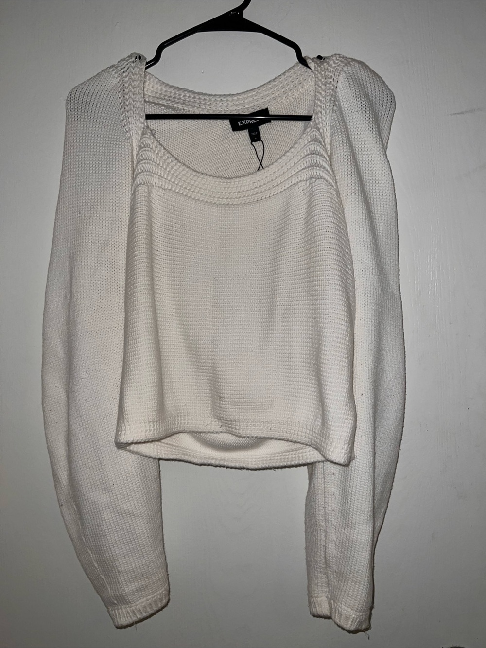 Express white Scoop Neck Knit Sweater